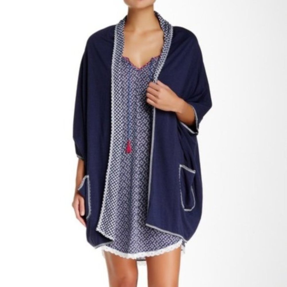 LUCKY BRAND Kimono Style Cardigan Navy Blue Womens Size SMALL MEDIUM EUC
